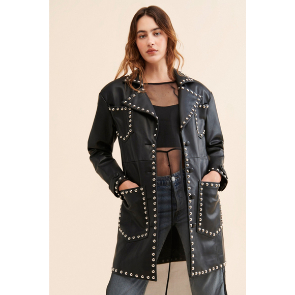 COLIN LOCASCIO Jackets & Blazers - COLIN LOCASCIO Black Studded Bernie Vegan Leather Jacket S